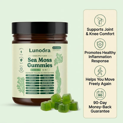 Lunoora Sea Moss Gummies — Natural Joint Support To Help Ease Knee Stiffness & Inflammation