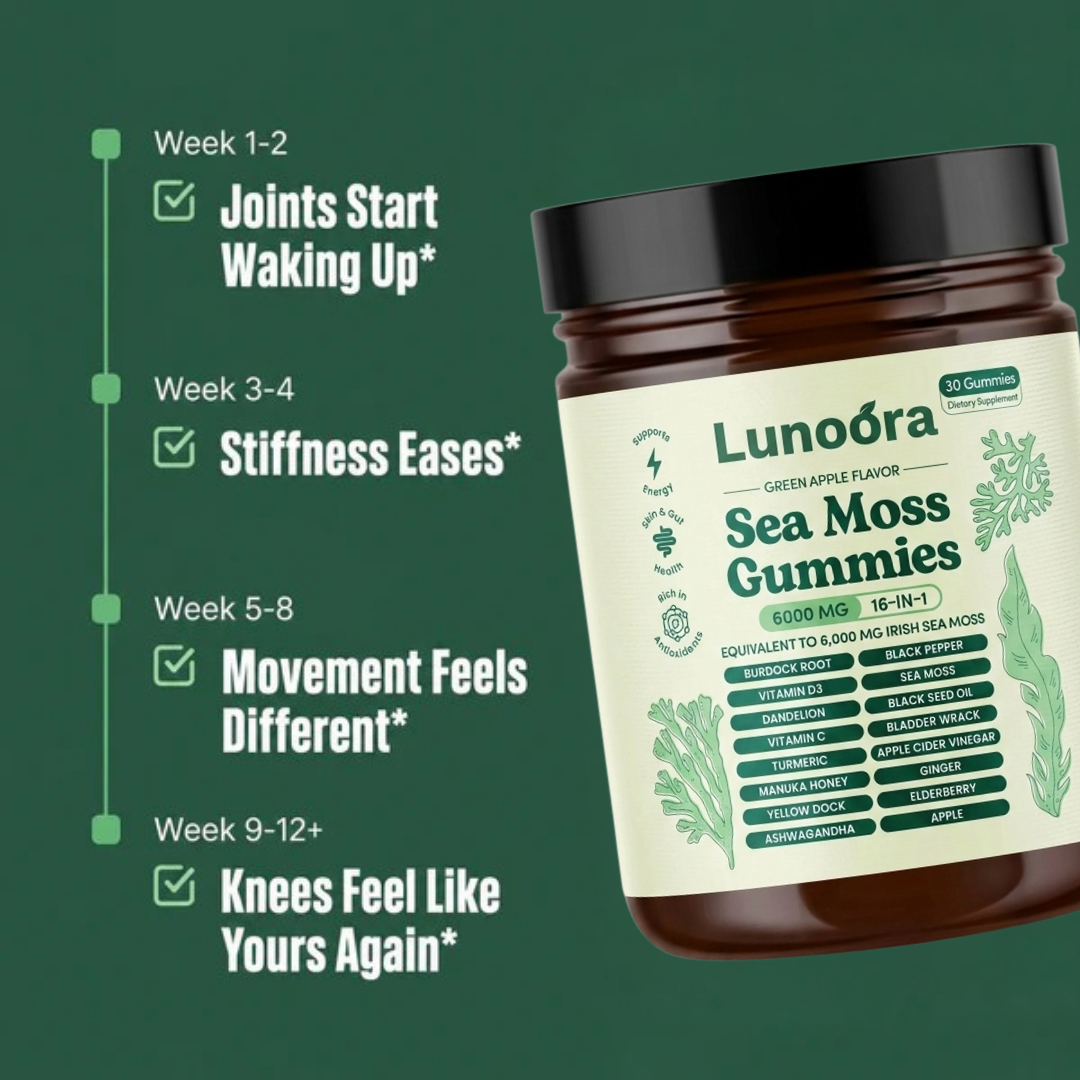 Lunoora Sea Moss Gummies — Natural Joint Support To Help Ease Knee Stiffness & Inflammation
